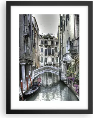 Produktbild von Gerahmtes Poster - Schwarzer Rahmen - Venedig Brücke Wasser - 30x40 cm - Wand Bild - Wanddeko - Wandbilder - Kunstposter - Wandposter - Bilderrahmen - Bilder - Kunstdruck - Wandbild - P2BPA30x40-3522