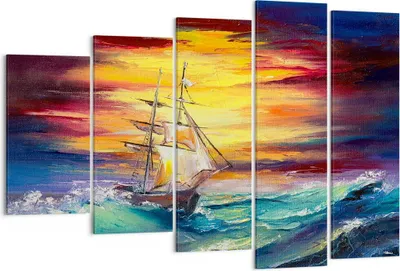 Produktbild von Bild auf Leinwand - Leinwandbild - Meer Welle Boot - 150x100cm - Wand Bild - Wanddeko - Wandbilder - Leinwanddruck - Bilder - Kunstdruck - Wanddekoration - Leinwand bilder - Wandkunst - EG150x100-3460