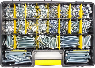 Produktbild von Werkstatt-Schraubensortiment - Stahl verzinkt - M 6 bis M 12 - 1385 Teile (Muttern, Scheiben, Schrauben)