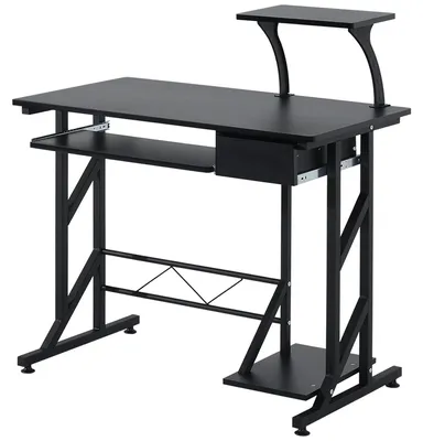 Produktbild von Schreibtisch, Arbeitstisch mit Tastaturablage und Schublade, Computertisch fš¹rs Bš¹ro, 90 x 50 x 100 cm, Schwarz
