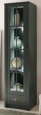 Produktbild von Vitrine "Forres" grün Landhaus Wohn- und Esszimmer Vitrinenschrank 50 x 197 cm