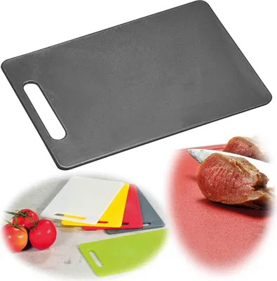 Produktbild von LS-LebenStil Schneidebrett Griffbrett 34cm Grau PE Kunststoff Küchenbrett Tranchierbrett Servierbrett Brotschneidebrett Vesperbrett