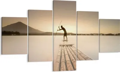 Produktbild von Bild auf Leinwand - Leinwandbild - 5 Teile - Floß Westen die Sonne - 125x70cm - Wand Bild - Wanddeko - Wandbilder - Leinwanddruck - Bilder - Wanddekoration - Leinwand bilder - Wandbild - EA125x70-4353
