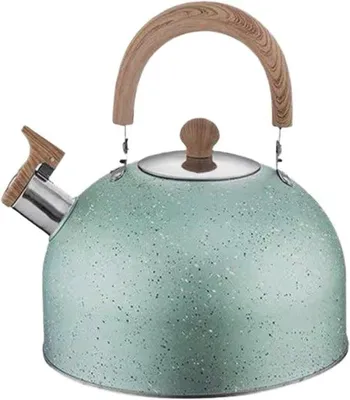 Productafbeelding van Fluitketel - Waterkoker - Water Koken - Houten Handvat - 4 Liter - Groen