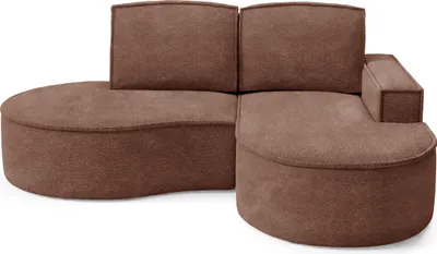 Produktbild von DomoHome Ecksofa MOLLY Ohne Schlaffunktion – Halbkreisförmig, Abriamo-Bouclé-Stoff, Mit Losen Rückenkissen, Weicher Bouclé-Bezug, 210x157x88 cm, Rechte SeiteBraun