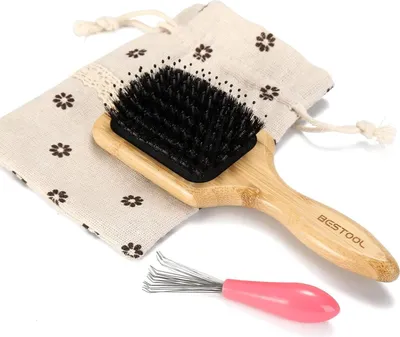 Image de Brosse à cheveux en poils de sanglier Peigne de voyage Femmes Hommes Enfants Démêlage Huile - cheveux secs mouillés