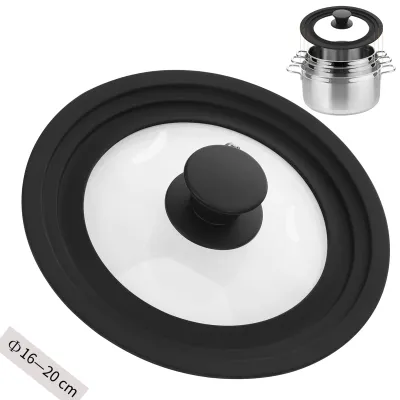 Universeller Deckel für Töpfe, 16/18/20 cm, gehärtetes Glas, Silikonrand