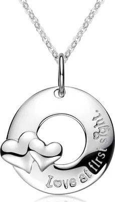 Produktbild von MATERIA by Matthias Wagner Damen Anhänger Silber 925 runder Kettenanhänger mit Gravur und Herzen KA-281-Silber