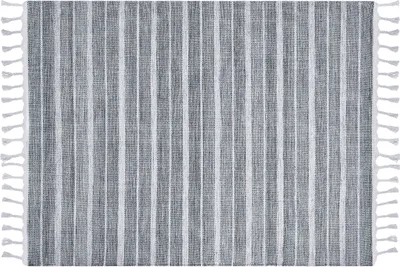 Zdjęcie produktu dla BELIANI Dywan jasnoszary 140 x 200 cm do salonu i sypialni w paski frędzle