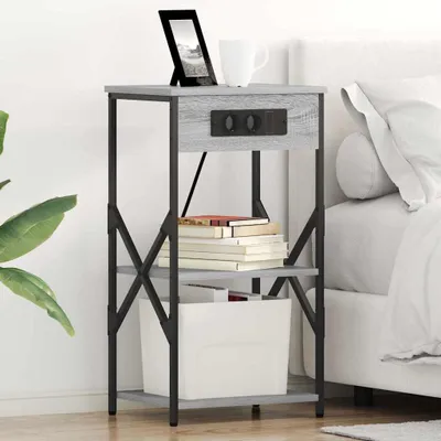 Obrázek produktu pro Maison Exclusive – Noční stolek, 2 kusy. Barva: šedý Sonoma. Rozměry: 41 x 31 x 76 cm. Materiál: dřevovláknitá deska