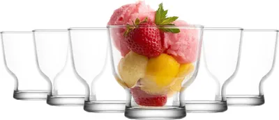 Produktbild von 6x 240ml Petit Eisbecher aus Glas - Klein Mini Küche Fruchtsalat Eisbecher Kleinigkeit Nachtisch Cocktail Pudding Servierbecher Geschirr-Set - Von LAV