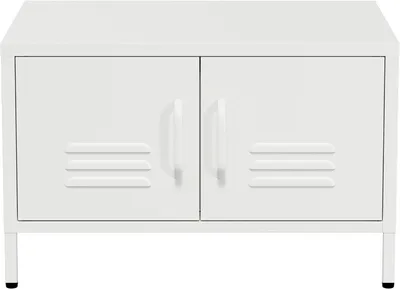 Zdjęcie produktu dla Stolik kawowy z miejscem do przechowywania, wymiary 68x50x43,5 cm, biały z metalem, do salonu