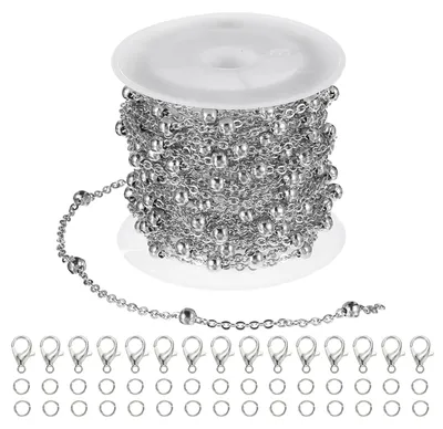 Edelstahl-Schmuckkette 2 mm, 10 m, mit Verschlüssen, silber