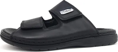 Image de Chaussures de ville Rieker pour hommes, pantoufles, sandales, couleur noire, style décontracté