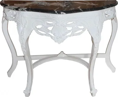 Obrázok produktu pre Konzola Casa Padrino v barokovom štýle, biela/čierna, s čiernou mramorovou doskou – 118 x 37 x 88 cm