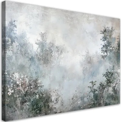 Produktbild von Feeby - Leinwand Bilder - Nebel zwischen den Pflanzen - 45x30 cm - Deko Wohnzimmer - Wandbilder Schlafzimmer - Deko Aesthetic - Wand Deko - Leinwand Groß - Deko Zimmer - Leinwandbilder XXL