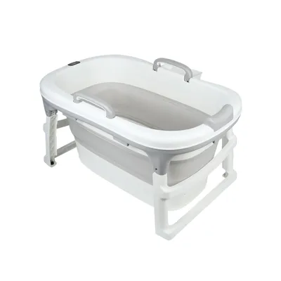 Image de Baignoire bébé Pliable avec thermomètre antidérapant gris