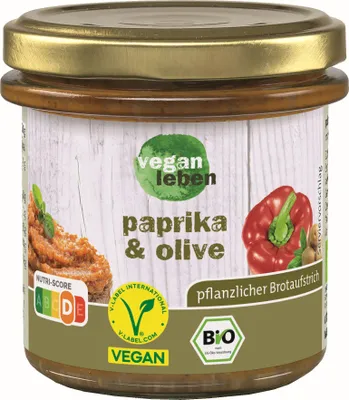 Produktbild von Vegan Leben Brotaufstrich Paprika & Olive 135g -