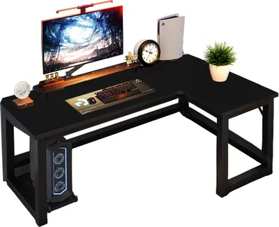 Obrázek produktu pro Rohový Herní Počítačový Stůl Velký Moderní Černý Loft 140 Cm