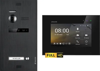 Produktbild von BALTER EVO HD Schwarz Video Türsprechanlage Set 1 Teilnehmer 7" Monitor Schwarz