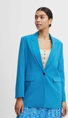 Produktbild von b.young BYDANTA Damen Blazer Longblazer Jacke mit Reverskragen und Knopf Regular Fit mit Stretch langer Schnitt
