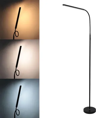 Produktbild von LED Stehleuchte 3 Farbtemperaturen 3000K 6000K 10 Helligkeitsstufen Schwanenhals Stehlampe Augenschonendes Leselicht für Wohnzimmer Schlafzimmer Büro
