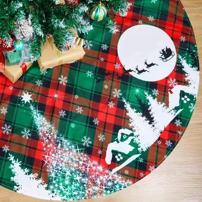Weihnachtsbaumdecke, rot/grün, 120 cm, rund, Plüsch