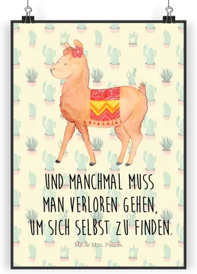 Produktbild von Mr. & Mrs. Panda Poster Alpaka Stolz DIN A4 - Kaktus Grün - Geschenk, Kunstdruck, Wandbild, Lama, drucke, wanddeko, Deko Bild