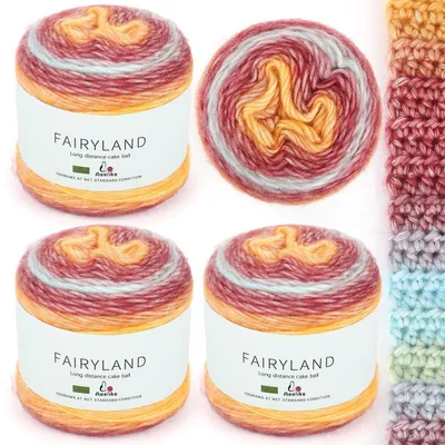 Obrázek produktu pro Příze s barevným přechodem pro háčkování, 400 g, fialová-žlutá, akryl, 980 metrů