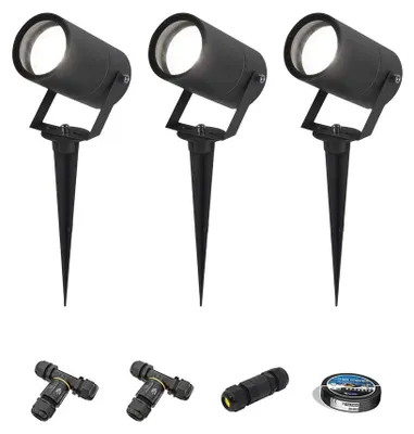 Image de HOFTRONIC - Lot de 3 spots à piquet LED GU10 4W 345lm 6500K IP65 Noir Dimmable