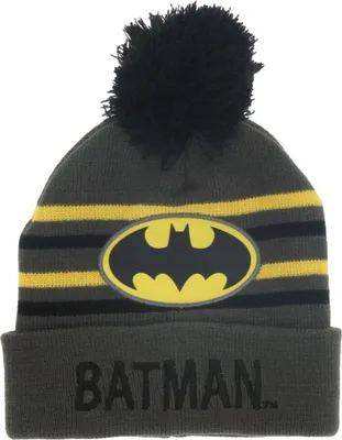 Produktbild von Batman Wintermütze mit Bommel – Coole Onesize Mütze für Kinder Grau