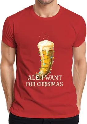 Produktbild von Ale I Want For Christmas Wikinger Trinkhorn Bier Geschenk lustig Herren T-Shirt, Rot, XXL