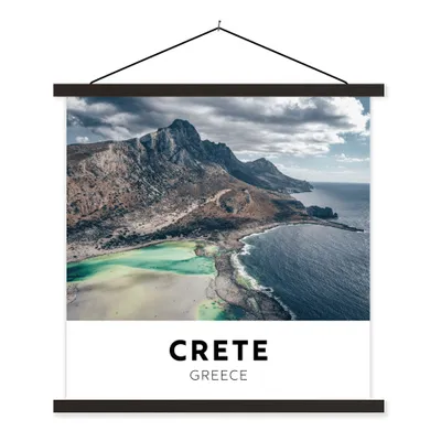 Produktbild von MuchoWow® Textilposter Kreta - Griechenland - Berge 90x90 cm mit schwarzem Rahmen - Magnetisches