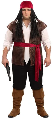 Produktbild von Piraten-Kostüm in Übergrösse Karneval-Kostüm 6-teilig braun-rot-weiss - XXL