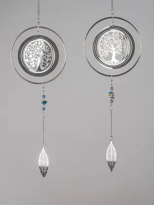 Produktbild von 2er Set Dekohänger Ringe Lebensbaum L. 46cm silber Edelstahl Formano F25