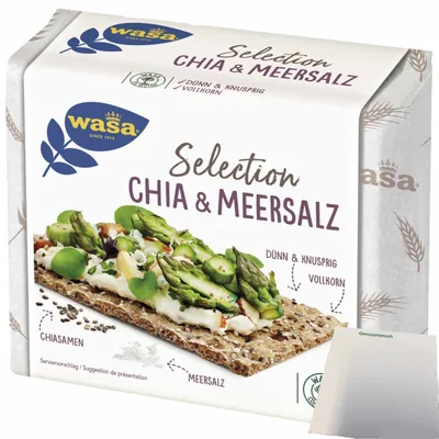 Produktbild von Wasa Selection Chia & Meersalz (245g Packung) + usy Block