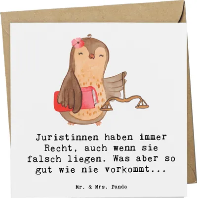 Produktbild von Mr. & Mrs. Panda Deluxe Karte Juristin Recht - Weiß - Geschenk, Beruf, Klappkarte, faltkarte, Glückwunschkarte, anlasskarte, doppelkarte, Berufsliebe, Paragraphen