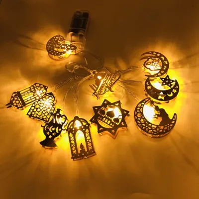 Ramadan Lichterkette 1,6 m 10 LEDs, 2 Modi, Innen/Außen