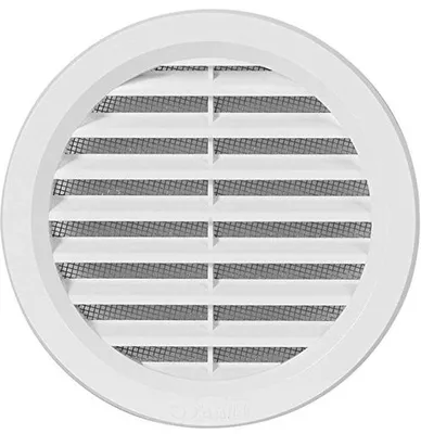 Productafbeelding van Rond kunststof ventilatierooster met flens en insectenbescherming - Dekmaat 130 mm
