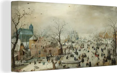 Zdjęcie produktu dla OneMillionCanvasses® - Obrazy na płótnie - 140x90 cm, Pejzaż zimowy z lodową zabawą - Obraz Hendrika Avercampa, Dekoracja ścienna z nadrukiem