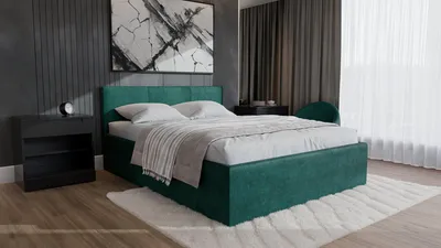 Produktbild von Polsterbett DONA mit Kopfteil, 180x200 cm, Doppelbett mit Bettkasten und Lattenrost aus Holz, Velourstoff, Farbe: Grün