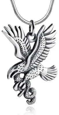 Produktbild von MATERIA 925 Silber Herren Kettenanhänger Adler mit Schlange - Silberschmuck Anhänger antik für Halskette + Box #KA-247