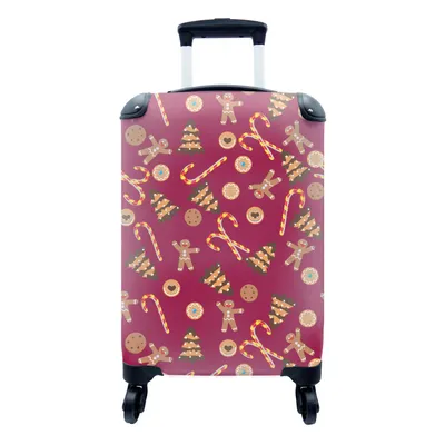 Produktbild von MuchoWow® Koffer Handgepäck Trolley Rollkoffer Kleine Reisekoffer mit 4 Rollen - Weihnachten - Lebkuchen - Schnittmuster - Cabin Size < 55x40x23 cm & 55x40x20 cm - Fotokoffer - Kabinenkoffer - Boardgepäck - Reise-Box - Reisekoffer - Reisegepäck - Koffer mit Bild - Trolley für Kinder