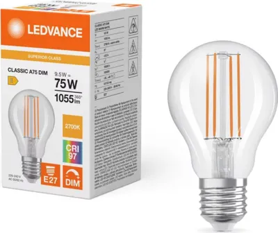 Immagine prodotto di LEDVANCE LED CLASSIC A CRI97 9,5W 927 chiaro E27 lampada 1055lm 2700K bianco caldo 97Ra come 75W dimmerabile 4099854065170