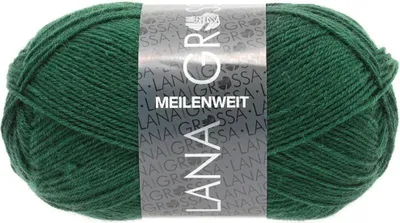 A ball of green yarn on a white background.