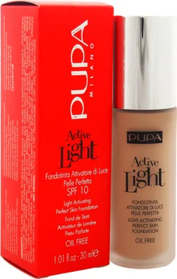 A product shot of a foundation bottle and its packaging.