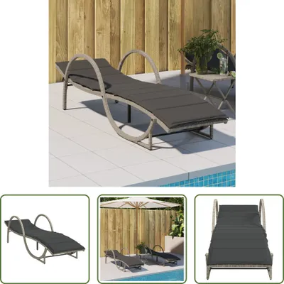 Produktbild von The Living Store Sonnenliege mit Auflage Hellgrau 60x199x42 cm Poly Rattan