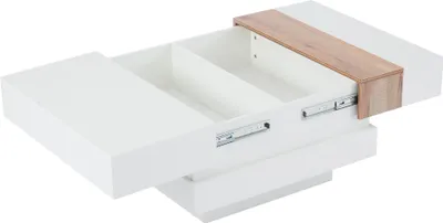 Immagine prodotto di Tavolino da conferenza okwish con piano estraibile, tavolino con vano portaoggetti nascosto e divisori, tavolino da caffè lucido, bianco
