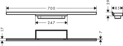 Productafbeelding van hansgrohe RainDrain, minimalistische complete douchegoot, 70 cm