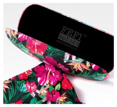 Produktbild von Hardcase Brillenetui FLOWER mit samtig weichem Bezug und passendem Mikrofasertuch